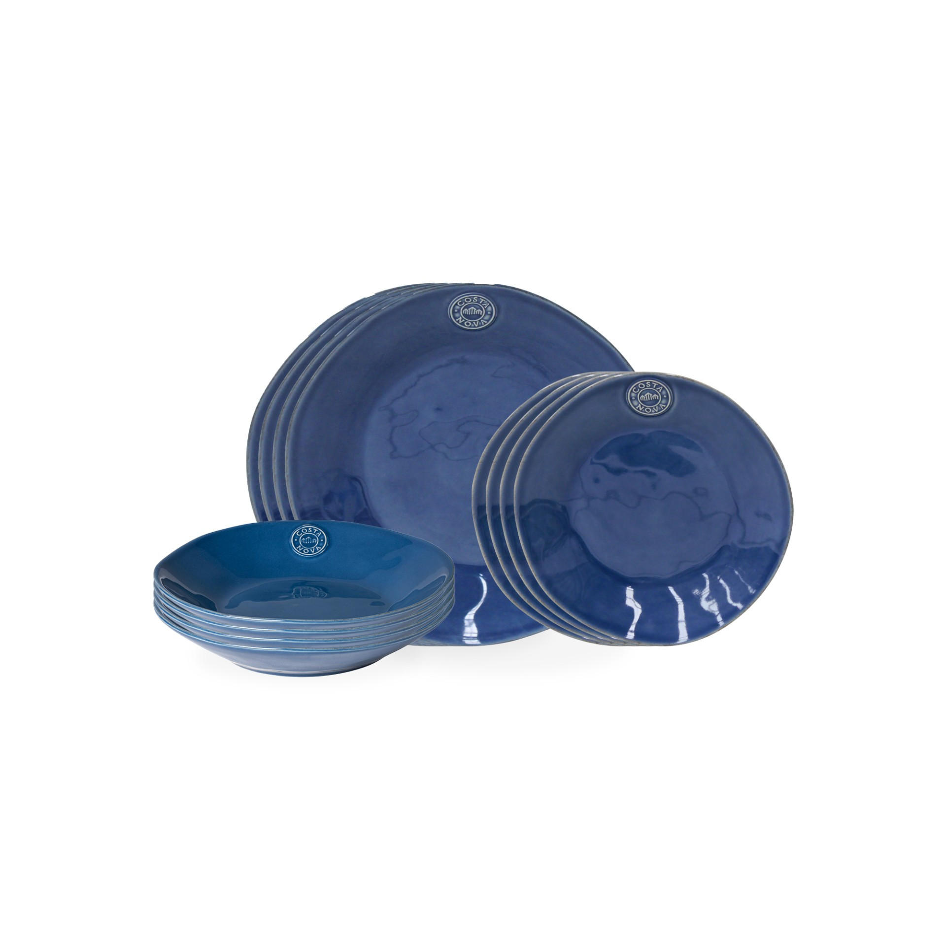 KOMBISERVICE Blau NOVA 12-teilig 4 Personen  - Blau, Basics, Keramik - Costa Nova