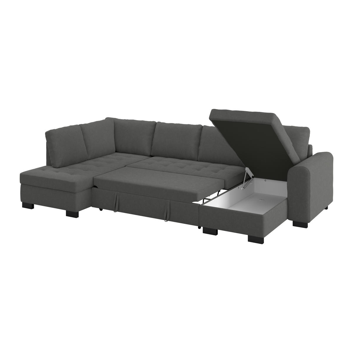 WOHNLANDSCHAFT Anthrazit Mikrofaser  - Anthrazit/Schwarz, MODERN, Kunststoff/Textil (178/305/155cm) - P & B