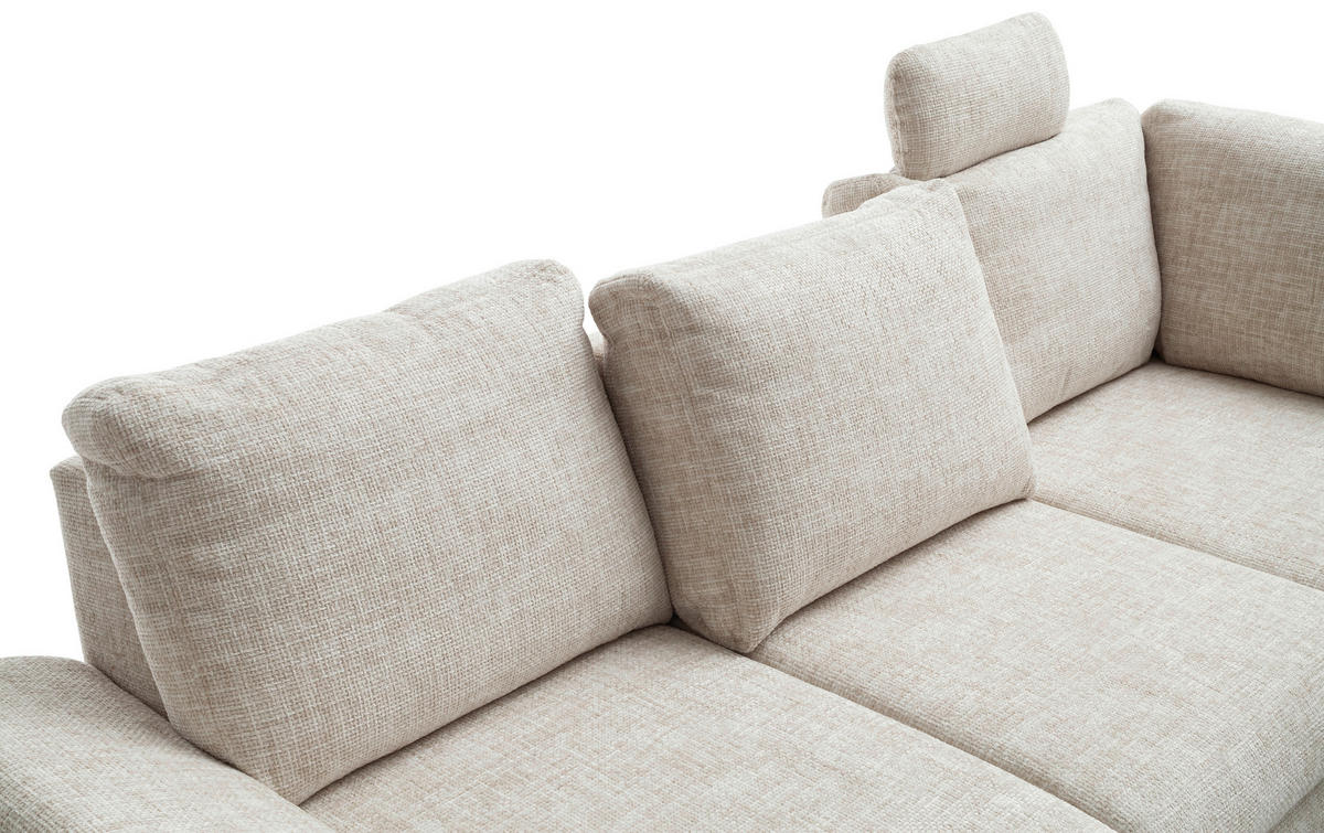 ECKSCHLAFSOFA Struktur Creme  - Wildeiche/Creme, MODERN, Holz/Textil (265/206cm) - Livetastic