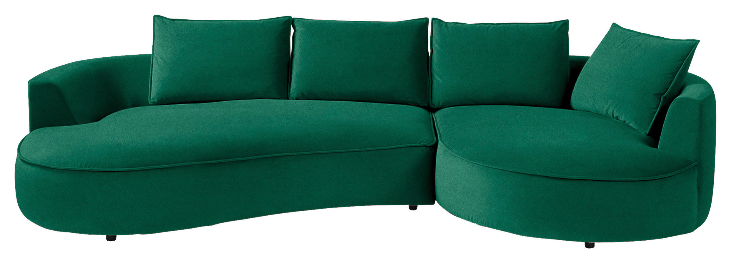 BIGSOFA in Samt Grün  - Schwarz/Grün, Design, Kunststoff/Textil (322/66/154cm) - home24