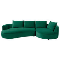 BIGSOFA Samt Grün  - Schwarz/Grün, Design, Kunststoff/Textil (322/66/154cm) - home24