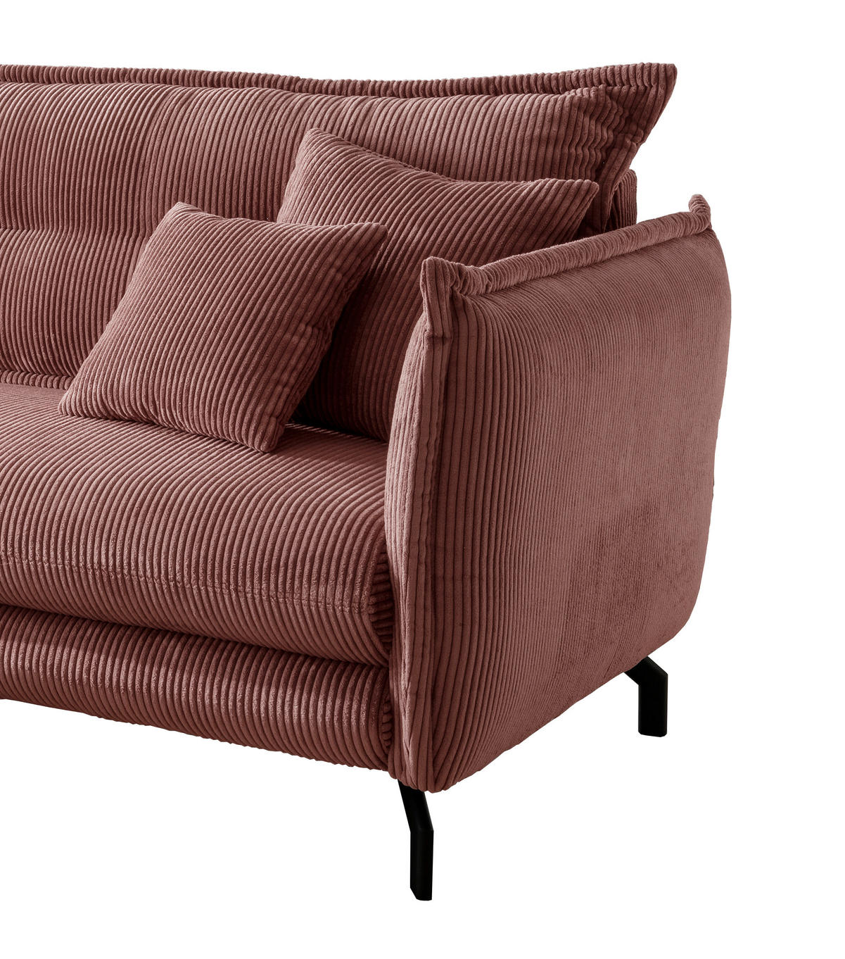 ECKSOFA in Cord Koralle  - Koralle/Schwarz, Modern, Textil/Metall (180/255cm) - Livetastic