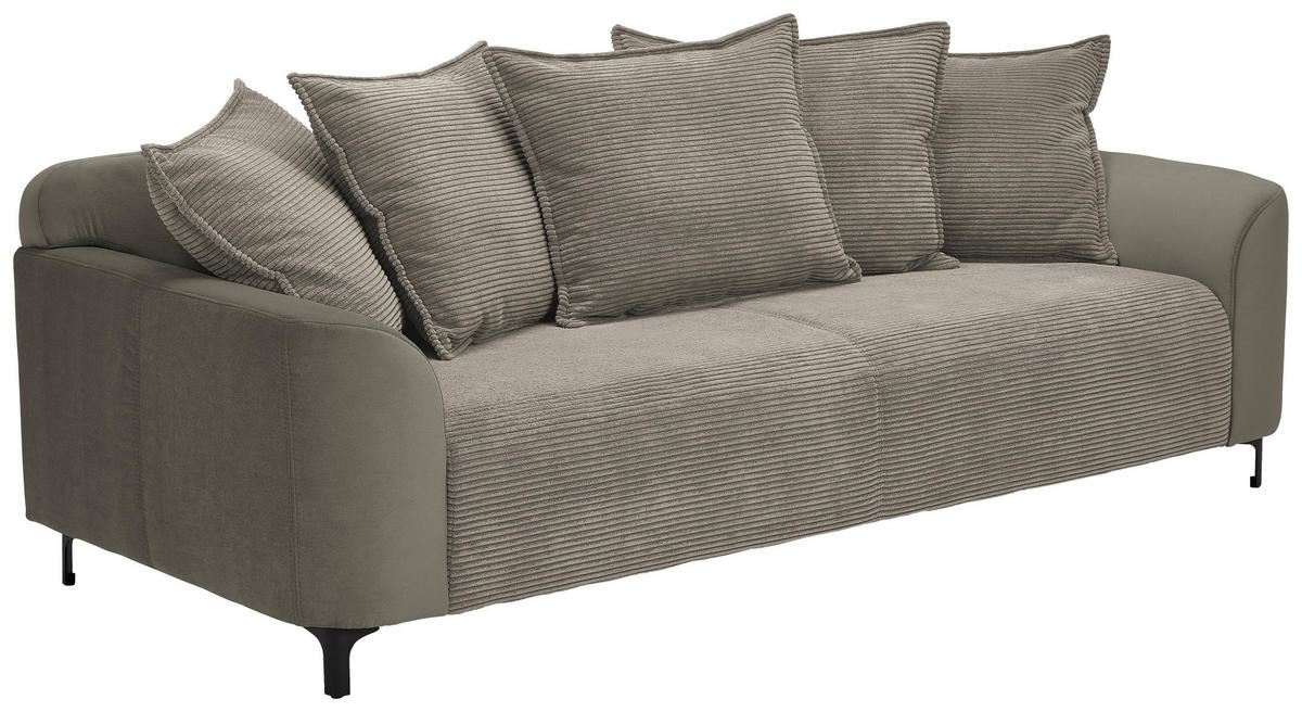3-SITZER-SOFA in Cord, Velours Braun  - Schwarz/Braun, Konventionell, Textil/Metall (228/84/99cm) - Carryhome