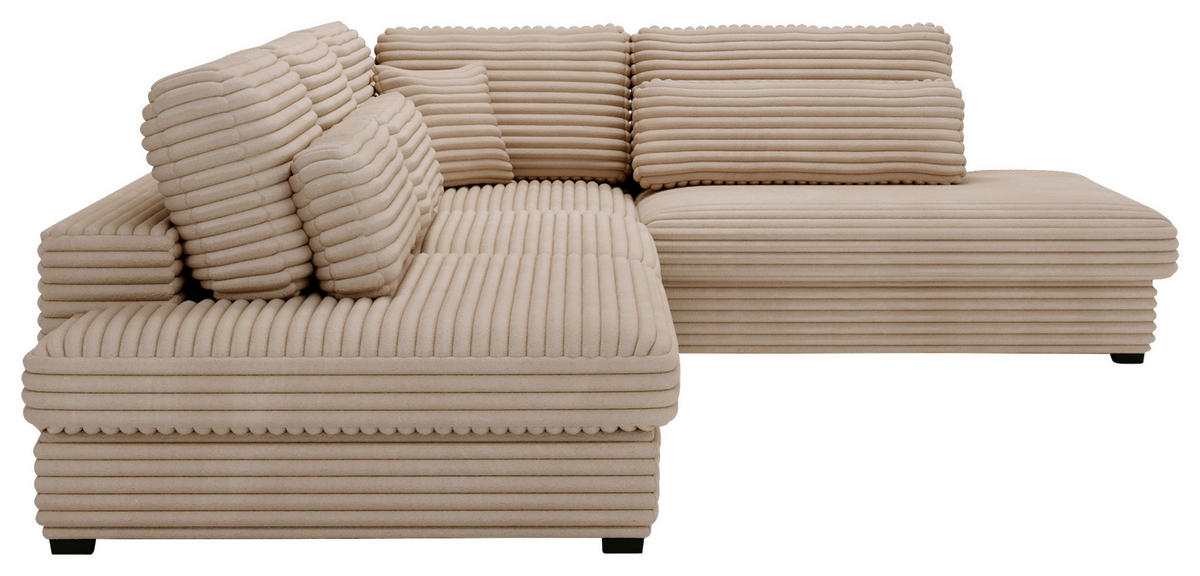 ECKSOFA in Cord, Plüsch Braun  - Schwarz/Braun, Design, Kunststoff/Textil (332/244cm) - Livetastic
