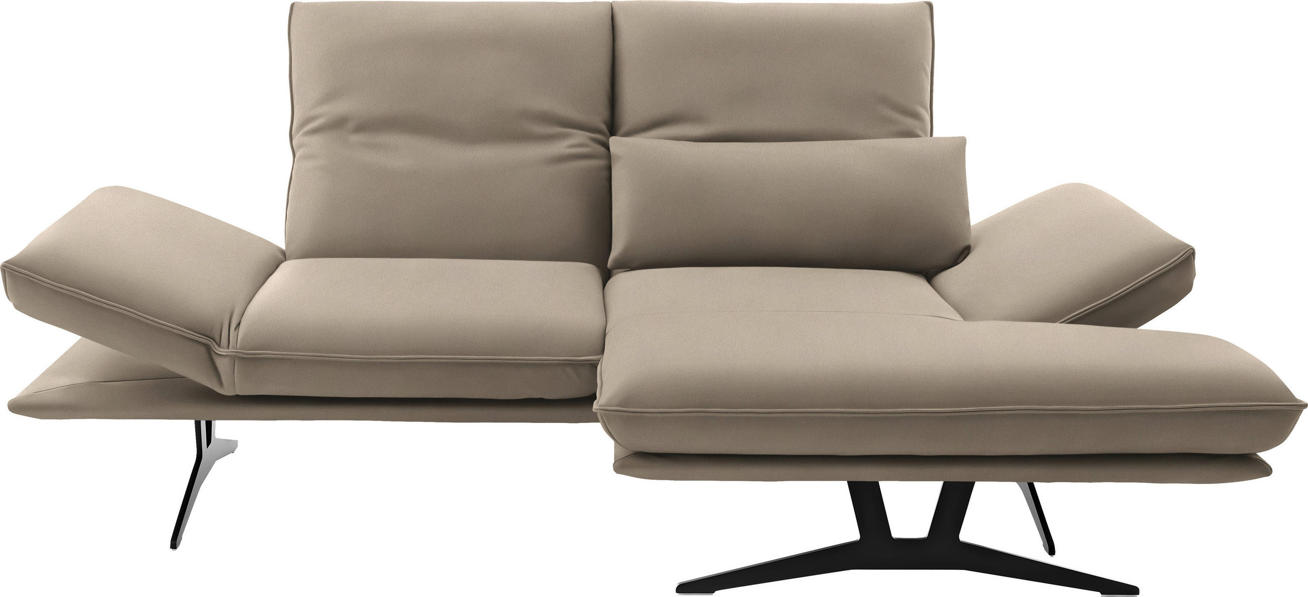 ECKSOFA in Echtleder Sandfarben  - Sandfarben/Schwarz, Design, Leder/Metall (210/130cm) - Dieter Knoll