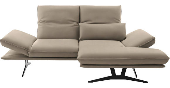 ECKSOFA in Echtleder Sandfarben 210/130 cm - Sandfarben/Schwarz, Design, Leder/Metall (210/130cm) - Dieter Knoll