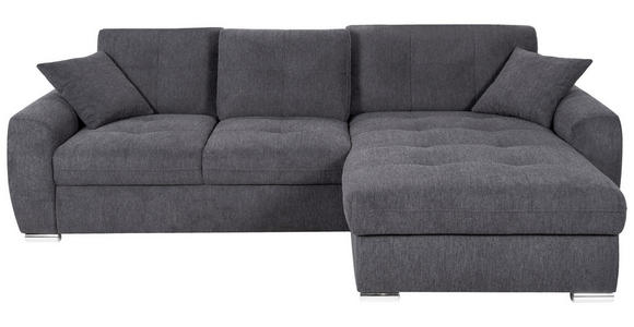 ECKSOFA in Mikrofaser Anthrazit  - Chromfarben/Anthrazit, Design, Kunststoff/Textil (278/193cm) - Hom`in