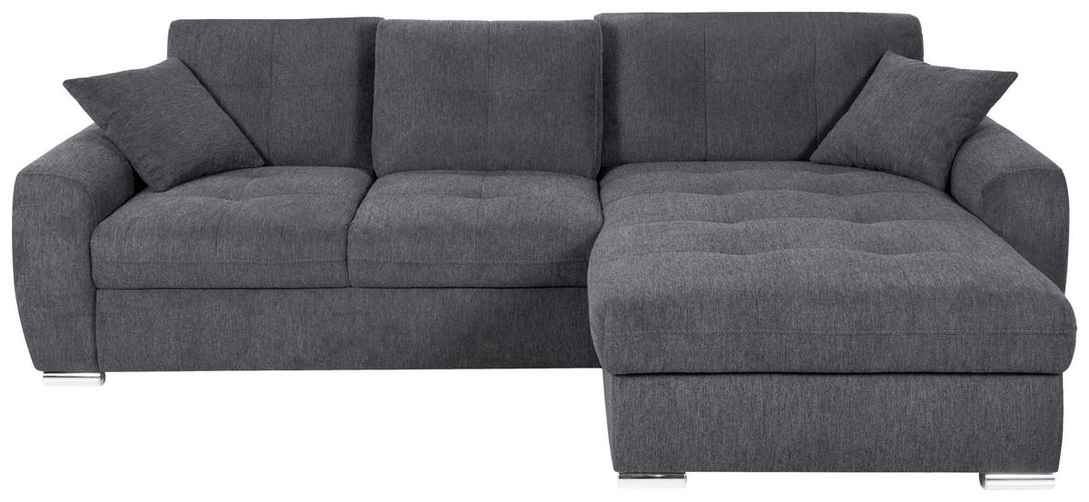 ECKSOFA in Mikrofaser Anthrazit  - Chromfarben/Anthrazit, Design, Kunststoff/Textil (278/193cm) - Hom`in