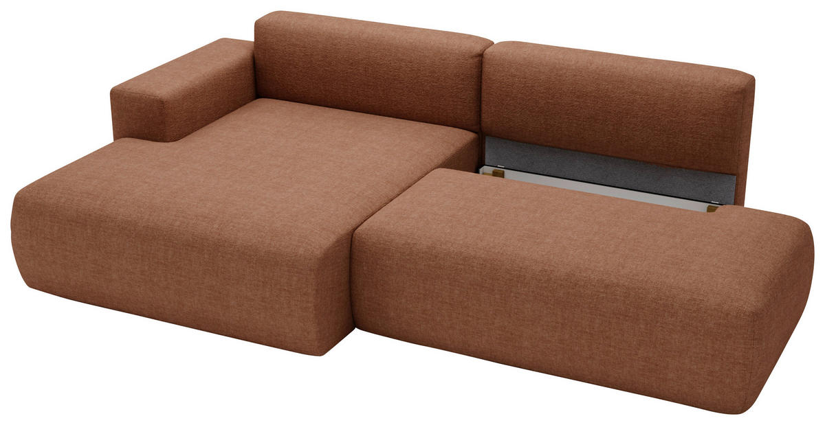 ECKSOFA Chenille Rostfarben  - Rostfarben/Schwarz, Design, Kunststoff/Textil (160/284cm) - Livetastic