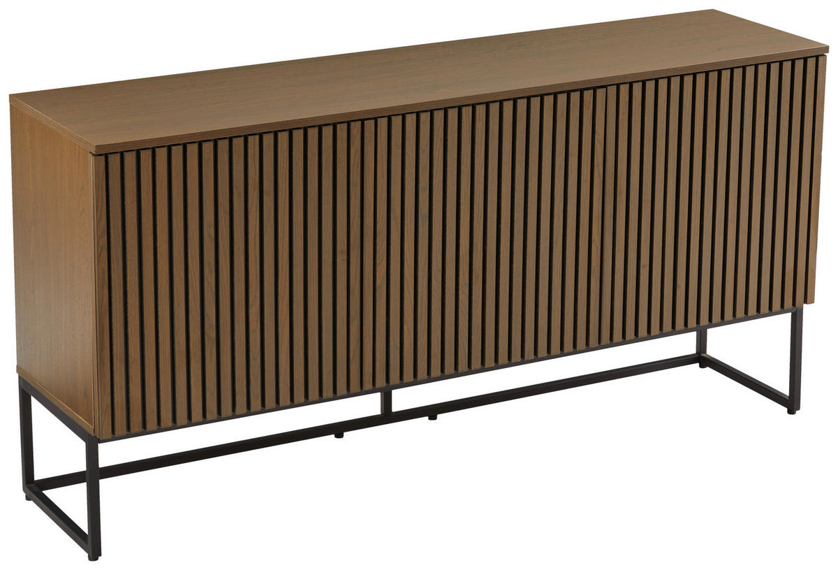 SIDEBOARD Bueno  in 160/80/40 cm  - Eiche dunkel/Schwarz, MODERN, Holzwerkstoff/Metall (160/80/40cm) - Xora