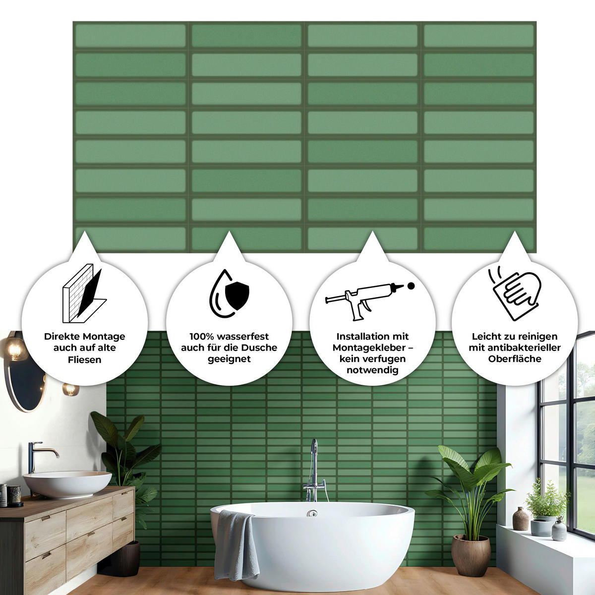 Vinyl für die Wand XL  - Grün, MODERN, Kunststoff (120/60/0,37cm)