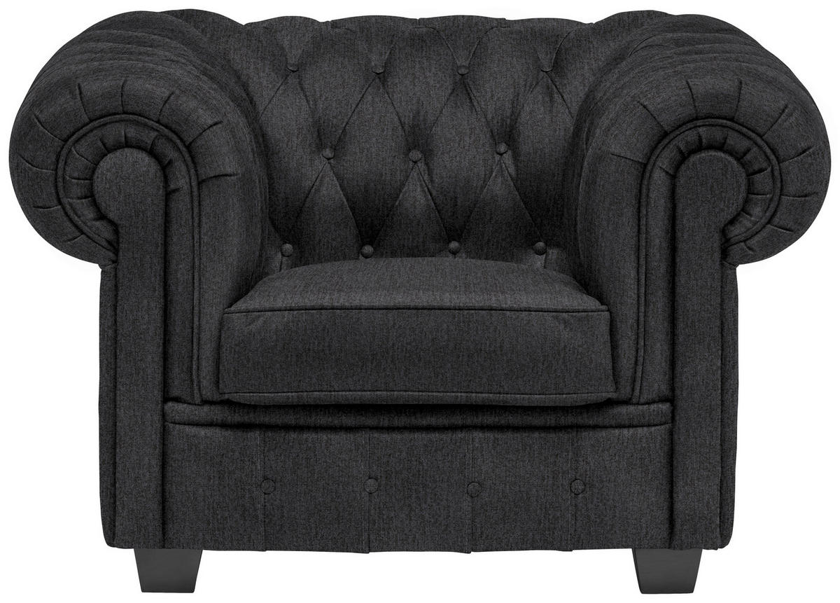 CHESTERFIELD-SESSEL - Wengefarben/Dunkelgrau, LIFESTYLE, Holz/Textil (115/76,5/96cm) - Landscape