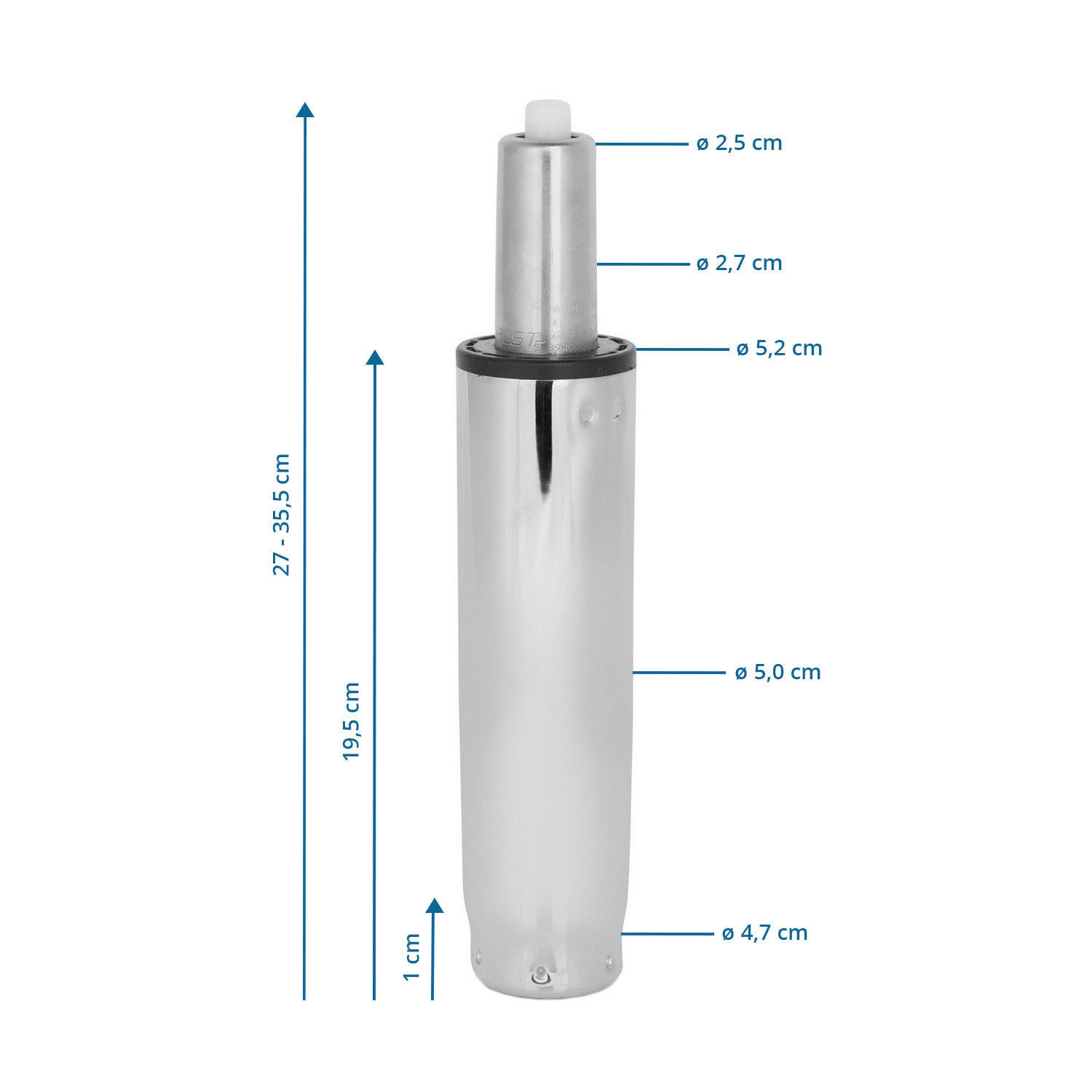 Gasdruckfeder 5,2/27-35,5/5,2 cm  - Chromfarben, Basics, Metall (5,2/27-35,5/5,2cm) - MID.YOU