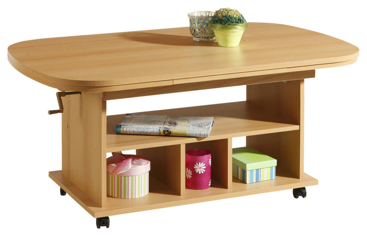 COUCHTISCH 107-157/67/53-63 cm oval Buchefarben  - Buchefarben, MODERN, Holzwerkstoff/Kunststoff (107-157/67/53-63cm) - MID.YOU