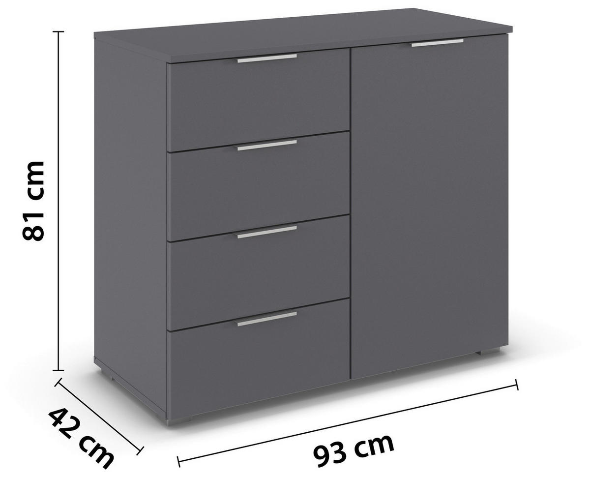 KOMMODE 93/81/42 cm  in Grau  - Alufarben/Grau, Modern, Holzwerkstoff/Kunststoff (93/81/42cm) - Rauch Möbel