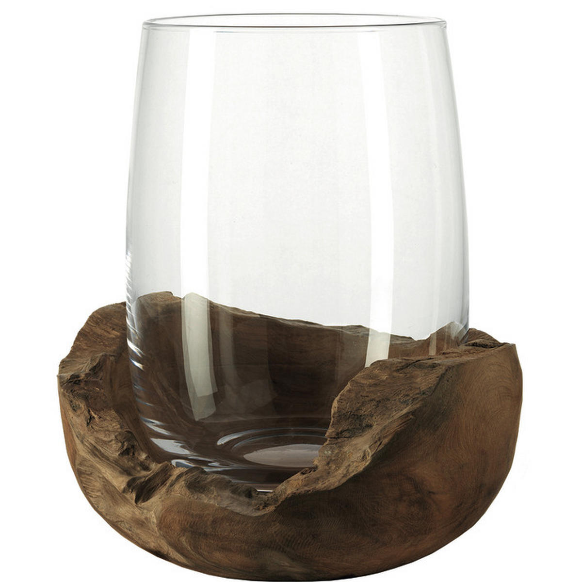 WINDLICHT Braun, Klar 23/27 cm  - Klar/Braun, Basics, Glas/Holz (23/27cm) - Leonardo