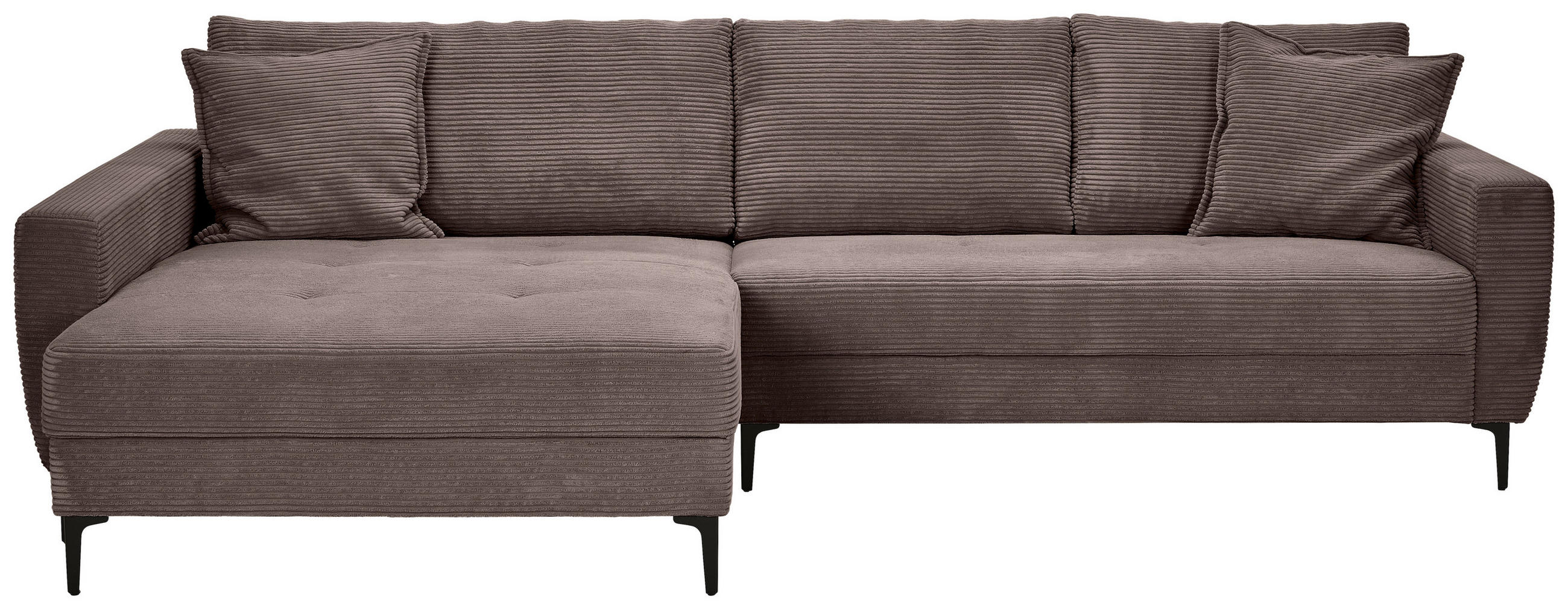 ECKSOFA Dunkelbraun Cord  - Dunkelbraun/Schwarz, Design, Textil/Metall (174/283cm) - Xora