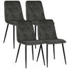 STUHL-SET 4 Stück  in Eisen Samt  - Dunkelgrau/Schwarz, Design, Textil/Metall (43/84/56cm) - Boxxx