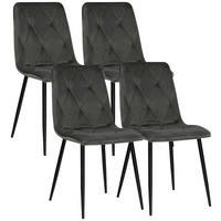 STUHL-SET 4 Stück  in Eisen Samt  - Dunkelgrau/Schwarz, Design, Textil/Metall (43/84/56cm) - Boxxx