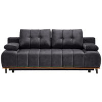 SCHLAFSOFA Webstoff Anthrazit  - Anthrazit/Schwarz, Design, Holz/Textil (206/77-87/102cm) - Novel