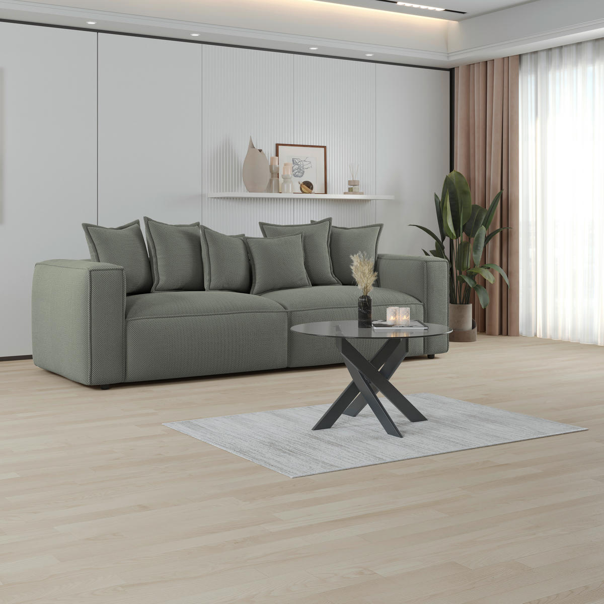 BIGSOFA in Mikrofaser Grün  - Schwarz/Grün, Modern, Textil (280/72/109cm) - MID.YOU