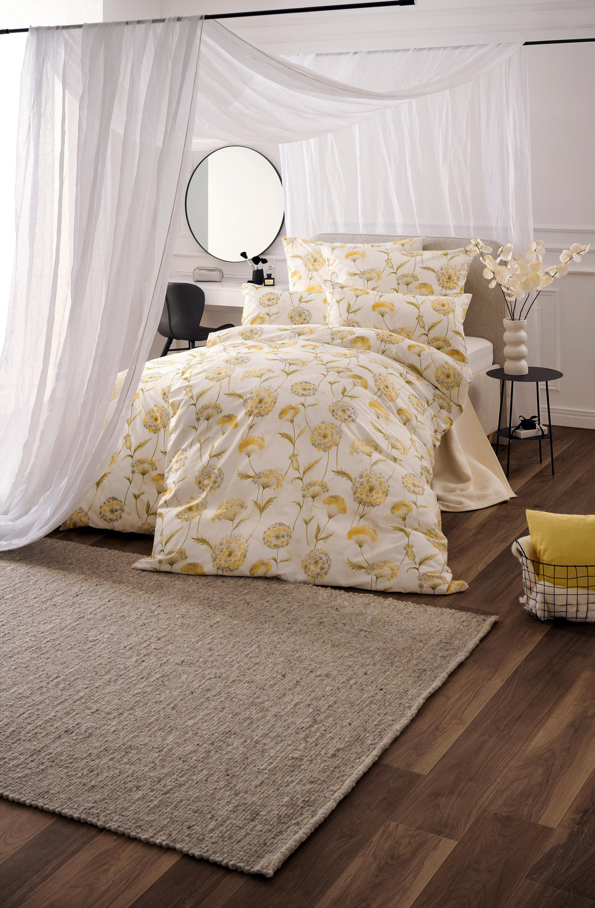 BETTWÄSCHE Atelier Makosatin 140/200 cm  - Gelb, KONVENTIONELL, Textil (140/200cm) - Estella
