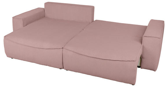 ECKSOFA Rosa Cord  - Schwarz/Rosa, KONVENTIONELL, Kunststoff/Textil (148/265cm) - Carryhome