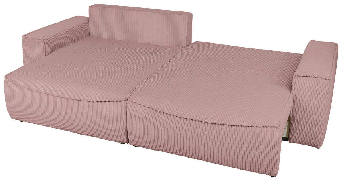 ECKSOFA Rosa Cord  - Schwarz/Rosa, KONVENTIONELL, Kunststoff/Textil (148/265cm) - Carryhome
