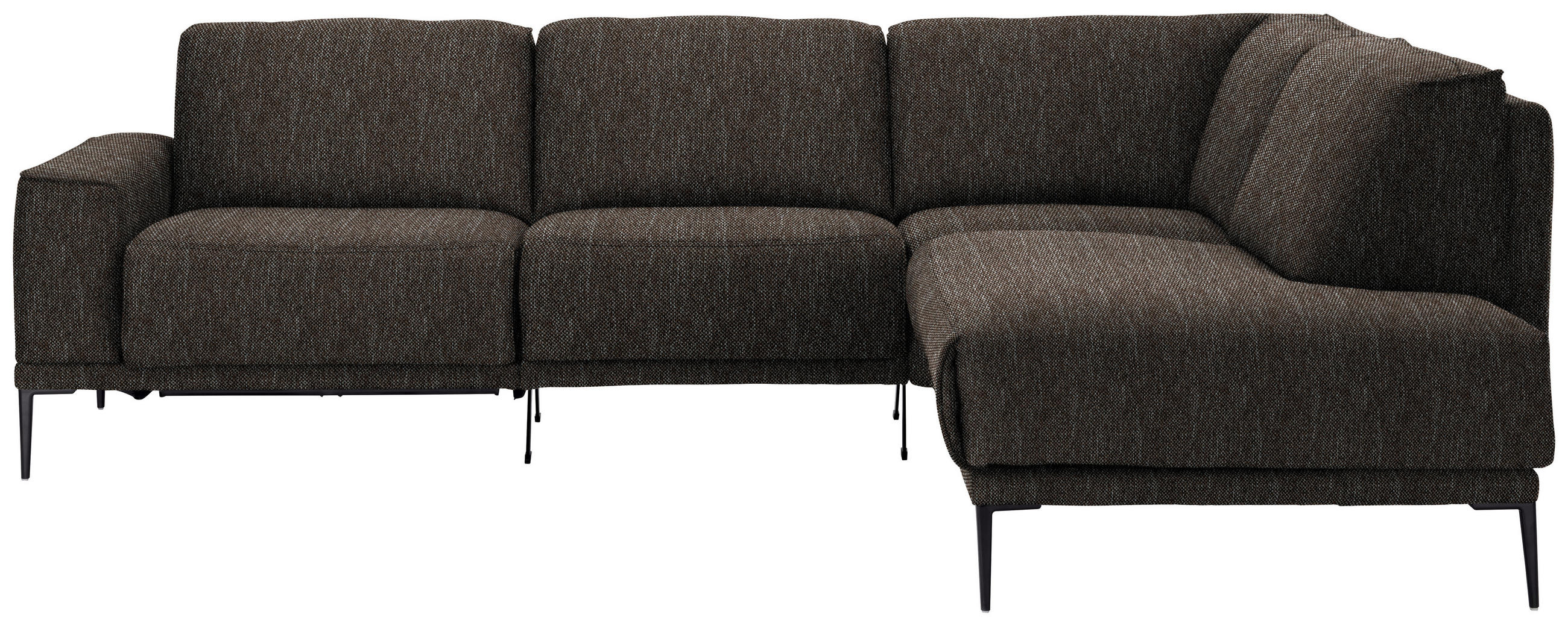 ECKSOFA in Flachgewebe Dunkelbraun  - Dunkelbraun/Schwarz, Design, Textil/Metall (260/210cm) - Johann Jakob