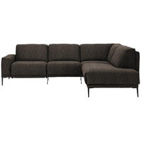 ECKSOFA in Flachgewebe Dunkelbraun  - Dunkelbraun/Schwarz, Design, Textil/Metall (260/210cm) - Johann Jakob