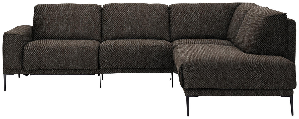 ECKSOFA in Flachgewebe Dunkelbraun  - Dunkelbraun/Schwarz, Design, Textil/Metall (260/210cm) - Johann Jakob