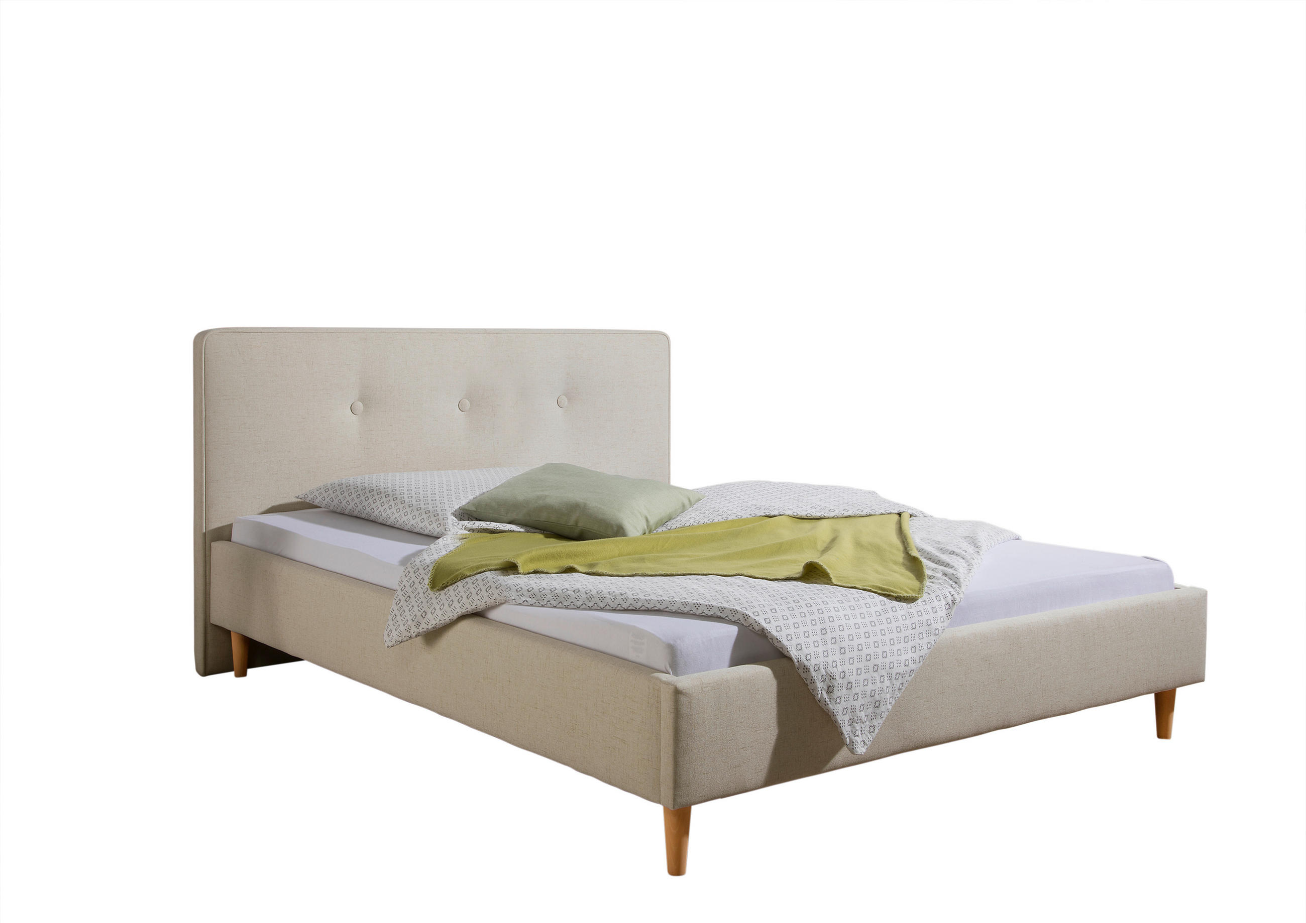 POLSTERBETT 140/200 cm,  in Beige,  - Beige/Naturfarben, MODERN, Holz/Textil (140/200cm) - Livetastic