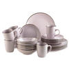 KOMBISERVICE 24-teilig Metallic Rim  - Dunkelrosa, Basics, Keramik - Mäser