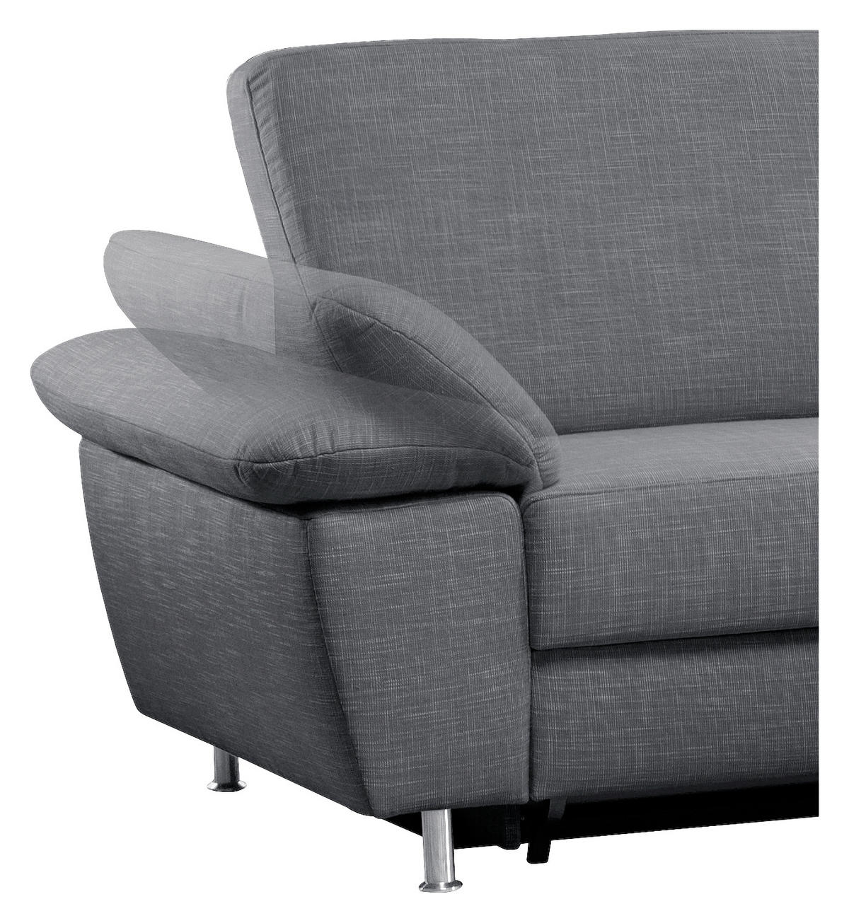 ROHOVÁ SEDAČKA, textil, tmavě šedá - tmavě šedá/barvy hliníku, Konvenční, kov/textil (262/212cm) - Ada Austria