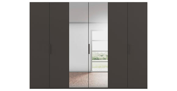 DREHTÜRENSCHRANK 301/235/61 cm,  in Graphitfarben, 6-türig  - Graphitfarben, Basics, Glas/Holzwerkstoff (301/235/61cm) - Novel