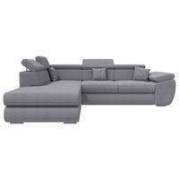 ECKSOFA Dunkelgrau Struktur  - Chromfarben/Dunkelgrau, KONVENTIONELL, Kunststoff/Textil (205/282cm) - Carryhome