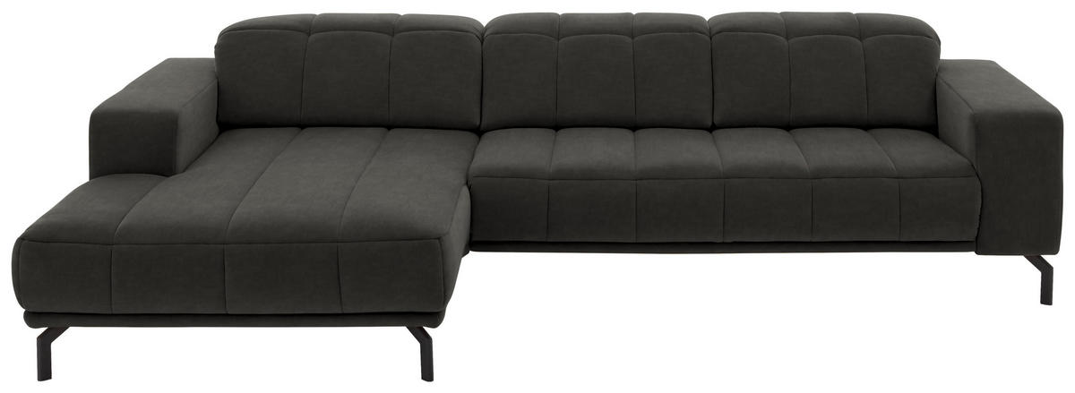 ECKSOFA Grau Velours  - Schwarz/Grau, Design, Textil/Metall (195/293cm) - Beldomo Style