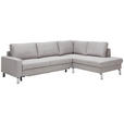 ECKSOFA Hellgrau Flachgewebe  - Chromfarben/Hellgrau, Design, Textil/Metall (276/200cm) - Hom`in