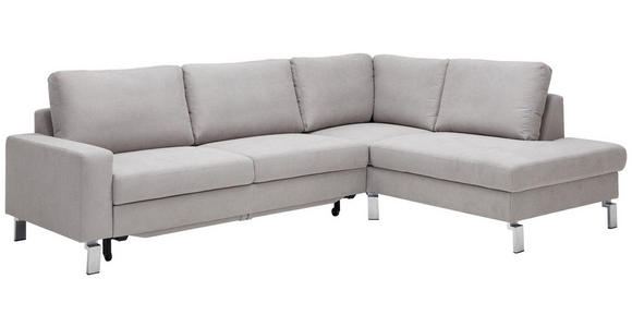 ECKSOFA Hellgrau Flachgewebe  - Chromfarben/Hellgrau, Design, Textil/Metall (276/200cm) - Hom`in