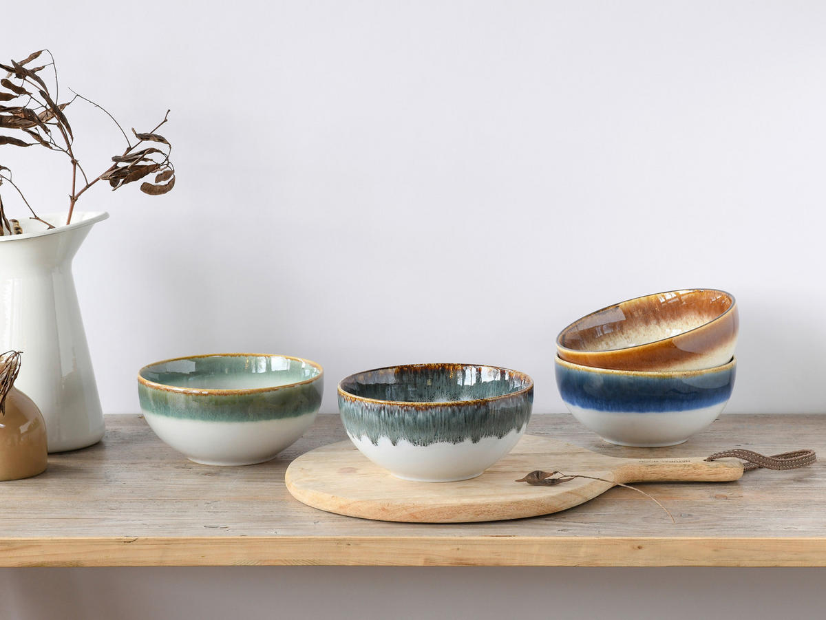 SCHÜSSELSET Cascade Bowls Mix  - Blau/Braun, Basics, Keramik (17,5/7,5cm) - Creatable