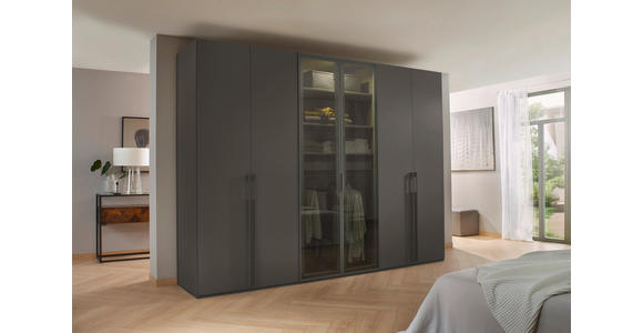DREHTÜRENSCHRANK in Graphitfarben - Graphitfarben, Trend, Glas/Holzwerkstoff (301/223/60cm) - Novel