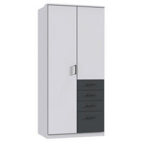 KLEIDERSCHRANK in Graphitfarben, Weiss  - Weiss/Schwarz, Konventionell, Holzwerkstoff/Kunststoff (90/199/58cm) - Boxxx
