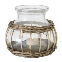 TEELICHTHALTER  - Naturfarben, Trend, Glas/Naturmaterialien (14cm)