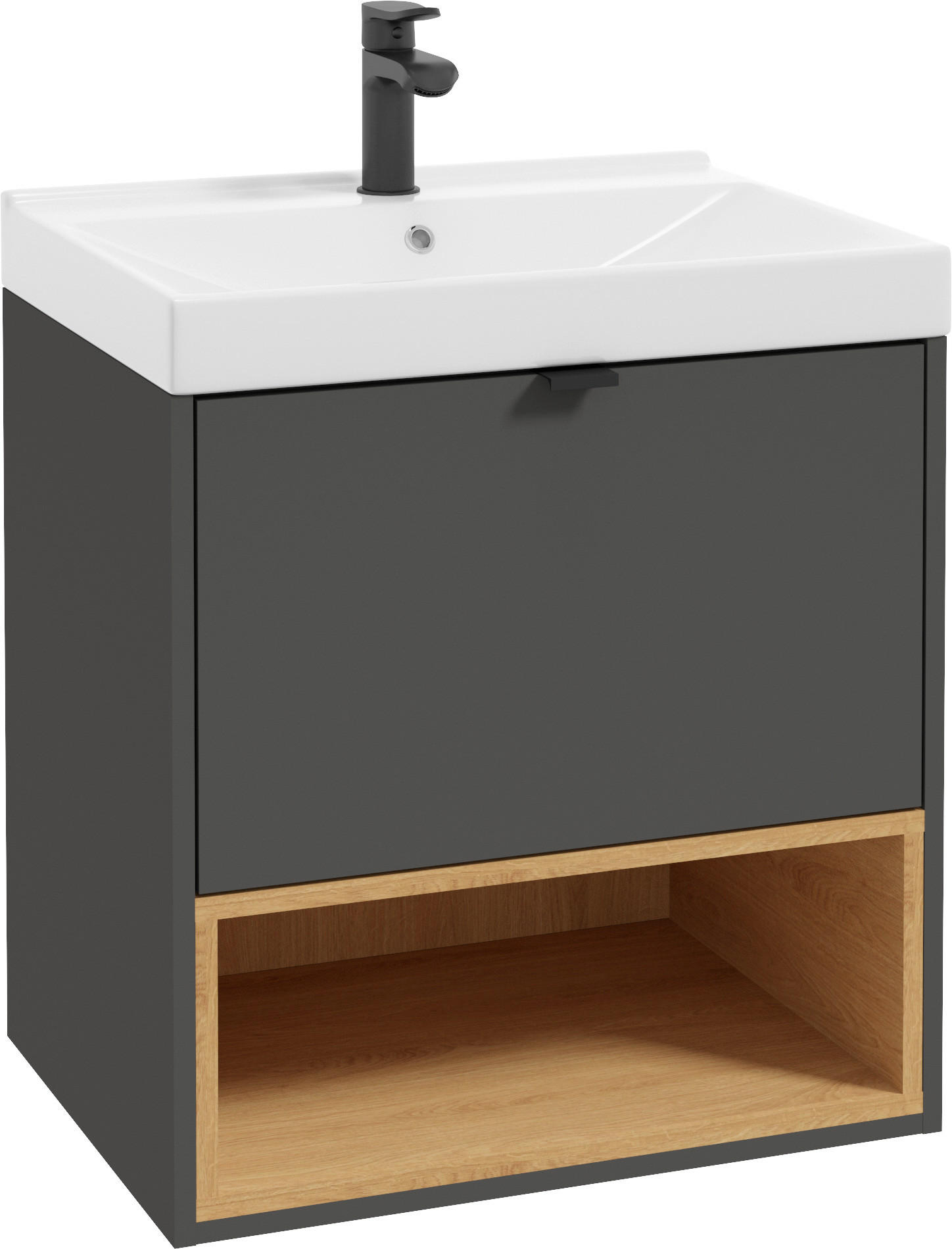 P & B Waschtischkombi Anthrazit, Eiche 62 cm