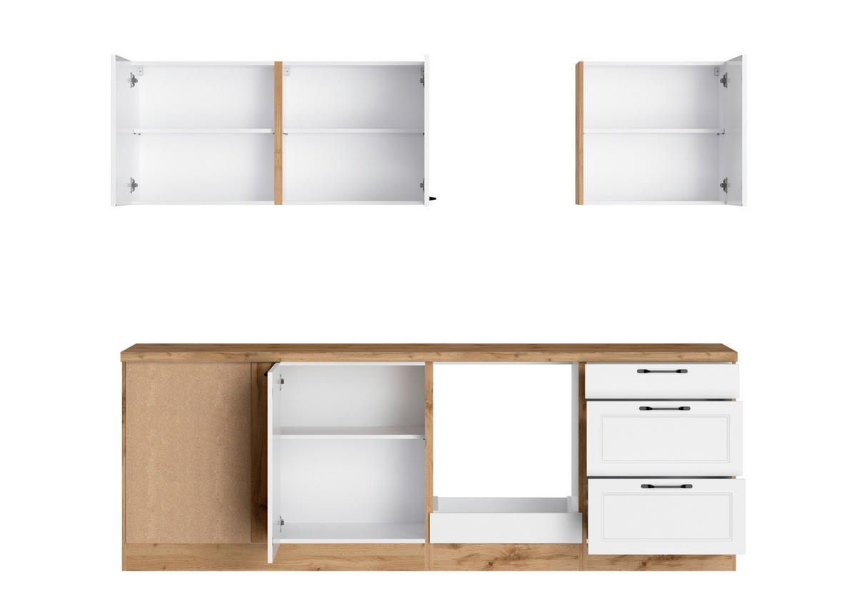 ECKKÜCHE 240/240 cm  in Weiß, Eiche Wotan  - Eiche Wotan/Schwarz, LIFESTYLE, Holzwerkstoff/Metall (240/240cm) - Held