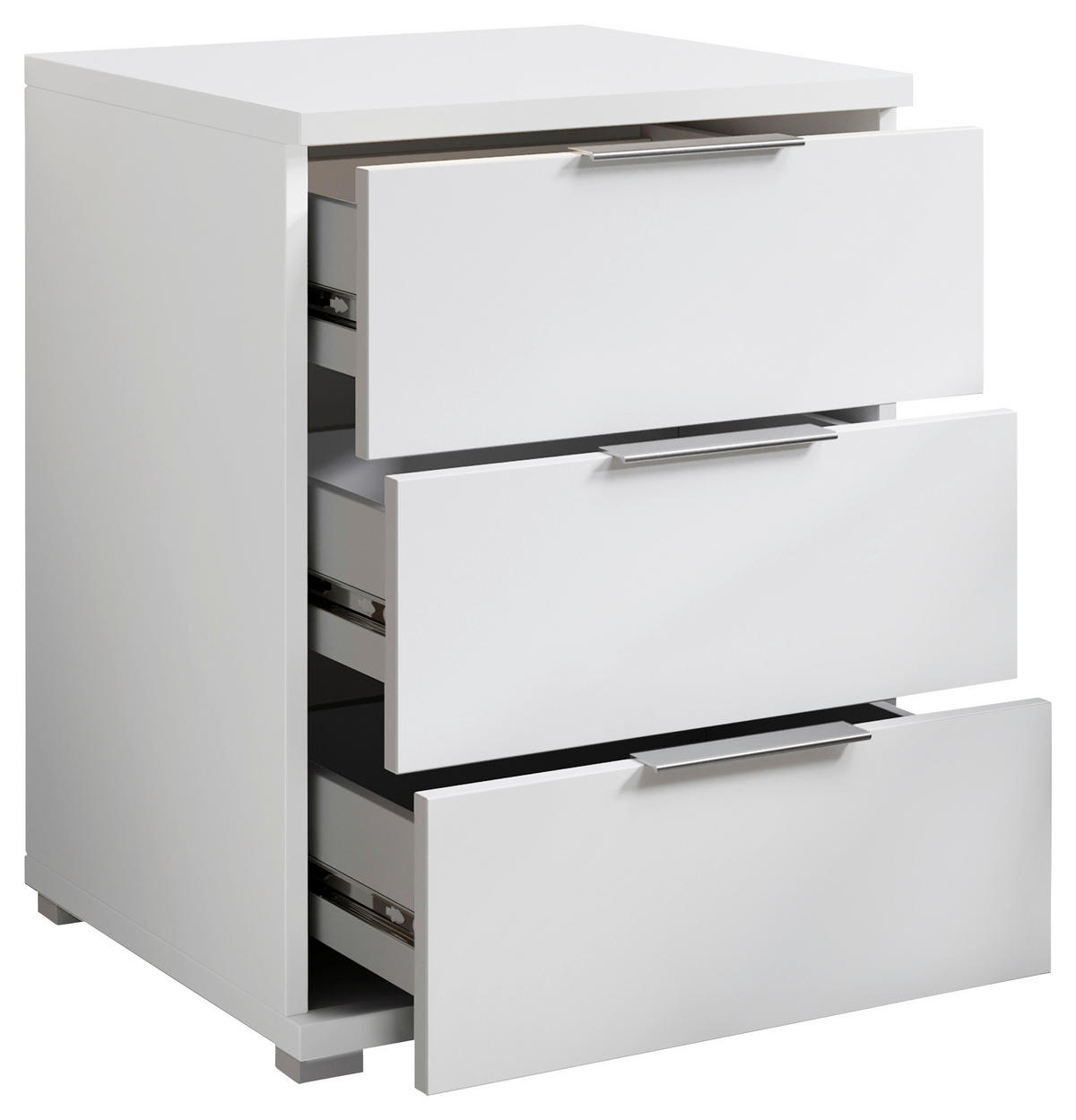 NOČNA OMARICA, bela  - srebrne barve/bela, Design, umetna masa/leseni material (46/61/42cm) - Boxxx