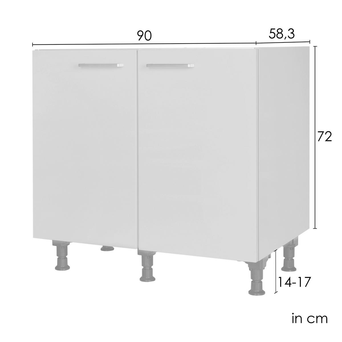 SPÜLENUNTERSCHRANK 90/87/56 cm  in Weiß  - Edelstahlfarben/Weiß, MODERN, Holzwerkstoff/Metall (90/87/56cm) - Nobilia