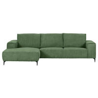 ECKSOFA in Cord Olivgrün  170/285 cm  - Schwarz/Olivgrün, KONVENTIONELL, Textil/Metall (170/285cm) - Carryhome