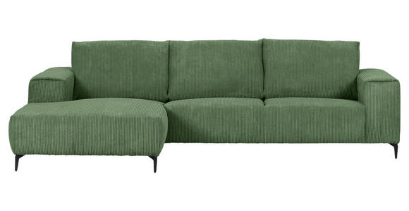 ECKSOFA  in Cord Olivgrün  170/285 cm  - Schwarz/Olivgrün, KONVENTIONELL, Textil/Metall (170/285cm) - Carryhome