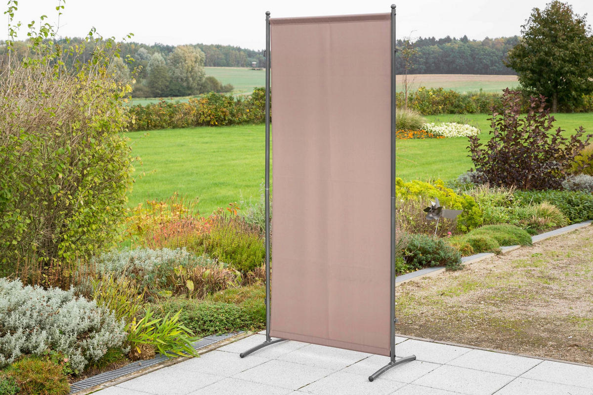 SICHTSCHUTZ - Taupe/Silberfarben, KONVENTIONELL, Textil/Metall (80/188/50cm) - Gardenson